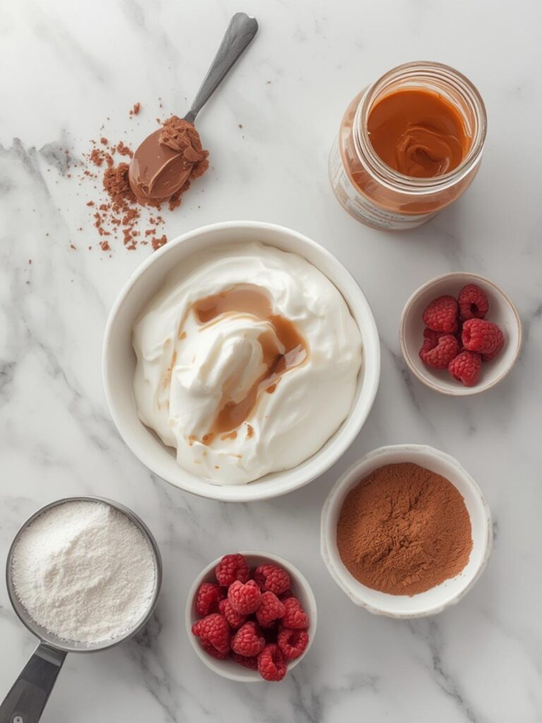 Fresh ingredients for making high protein dessert recipes
