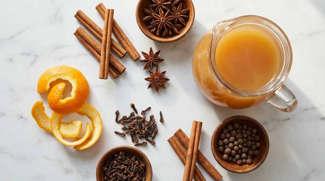ingredients for recipe for mulling spices apple cider