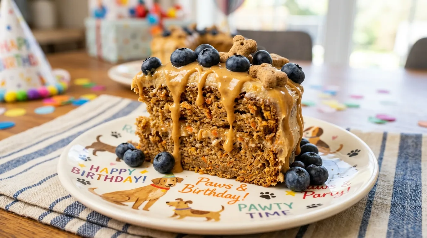 A served slice of the perfect dog birthday cake recipe