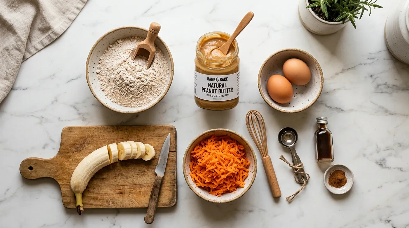 Fresh, healthy ingredients for a dog birthday cake recipe